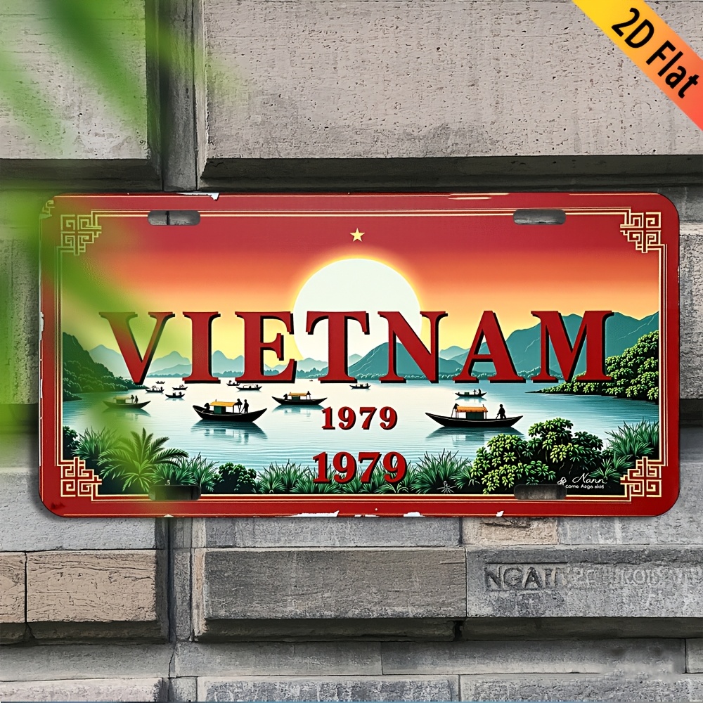 Home Decor Vietnam - Vietnam 1979 Szenische Flusslandschaft Nummernschild-Stil Aluminium