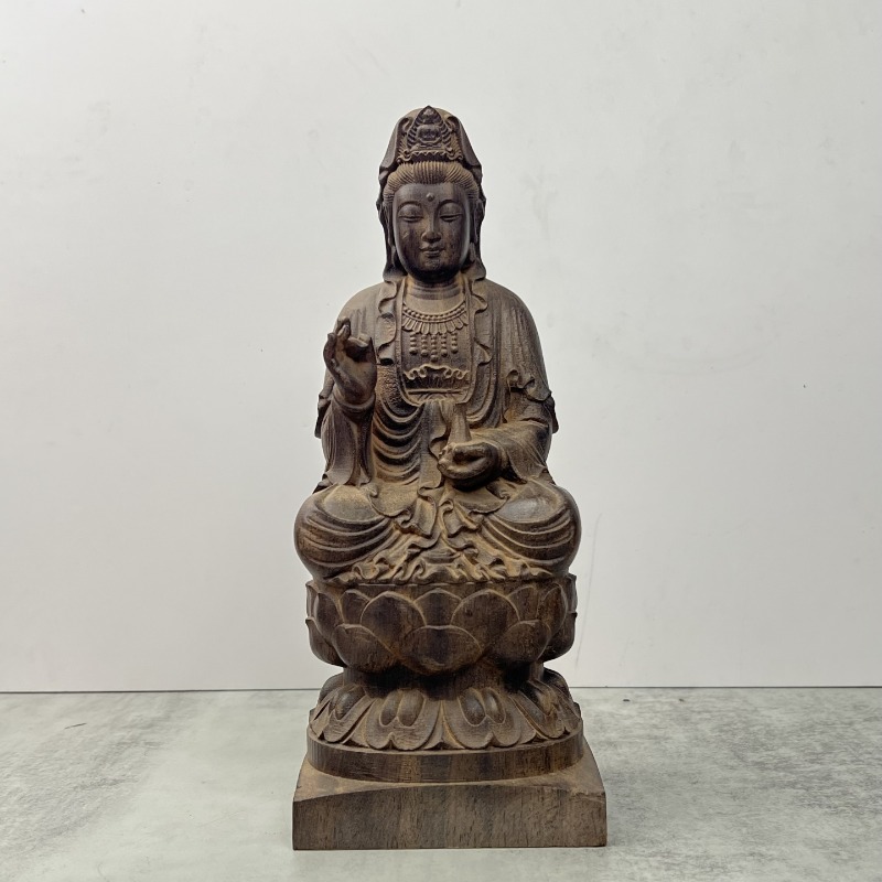 Home Decor Vietnam - Handgeschnitzte Vietnam-Adlerholz-Guanyin-Statue – 7,1/11 Zoll große
