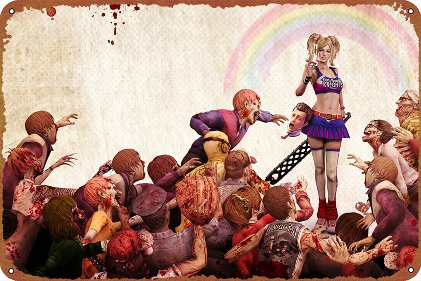 Home Decor Games Free - Videospiel-Lollipop-Chainsaw Metall-Aluminium-Poster Retro-Heimdekoration Bar Büro Café