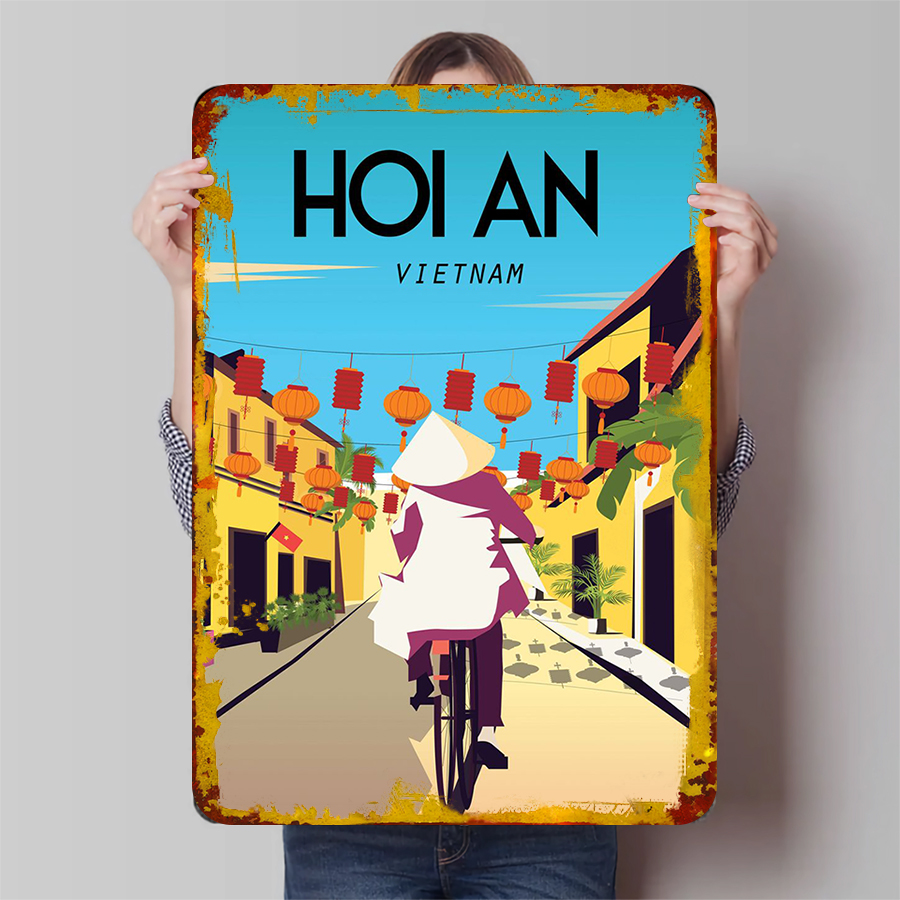 Home Decor Vietnam - Hoi An Vietnam Vintage Metall-Wandkunst, malerische