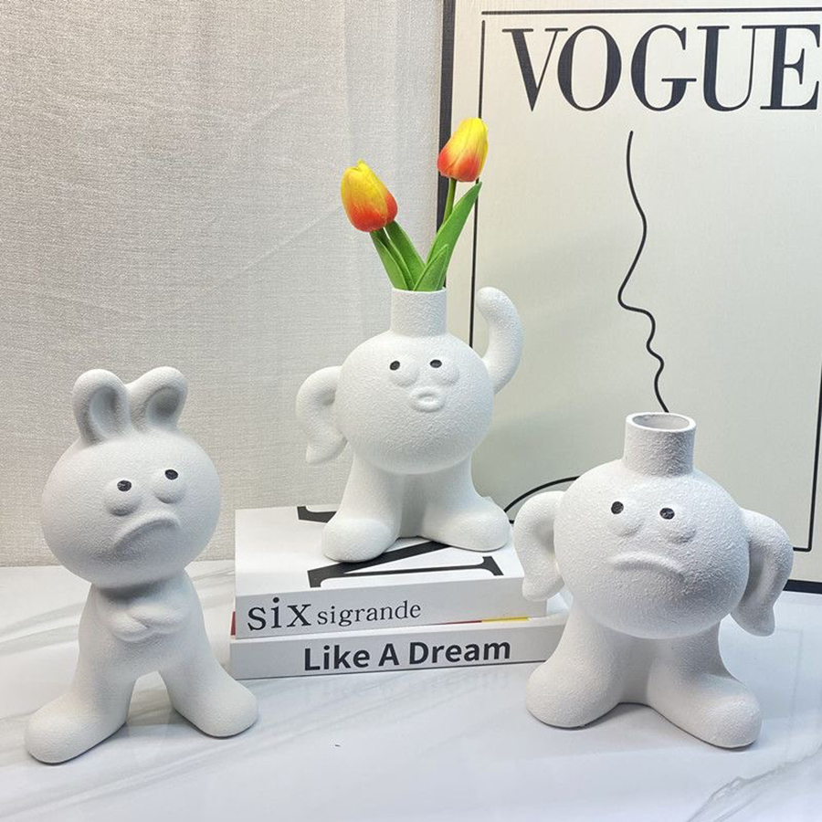 Home Decor Emoji - Kreative Keramik Blumenvase Nette Emoji Rohrförmige