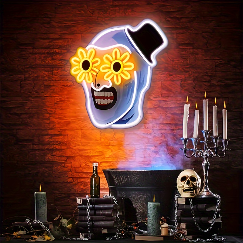 Home Decor Nearby - Clown-Geisterkopf Neonschild Feiertagsdekoration USB Dimmbares LED-Neonlicht