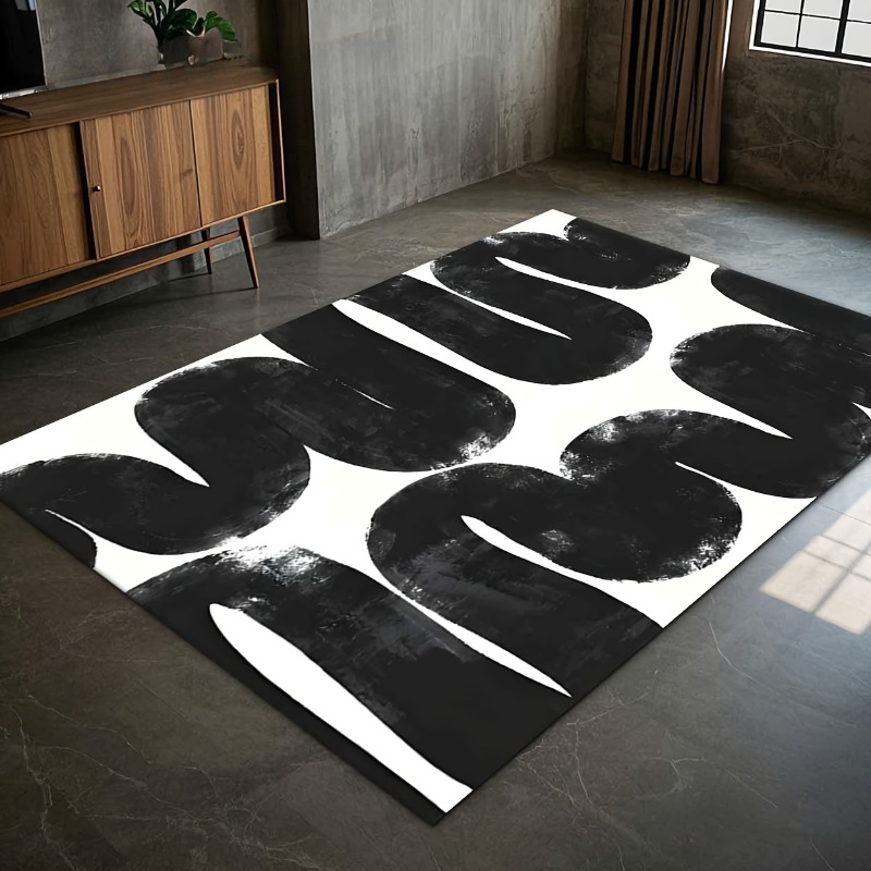 Home Decor Ig - Moderner, minimalistischer Wohnzimmerteppich, schwarzes Line-Art-Design, einfarbige
