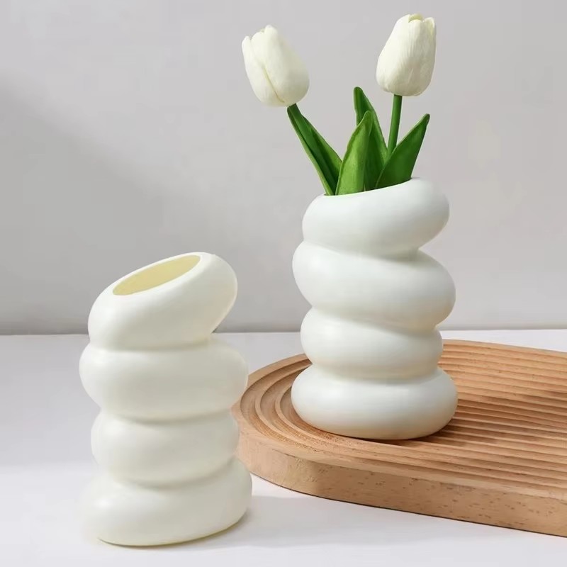 Home Decor Aesthetic Pinterest - 1PC Kunststoff Spirale Weiße Vase Nordic