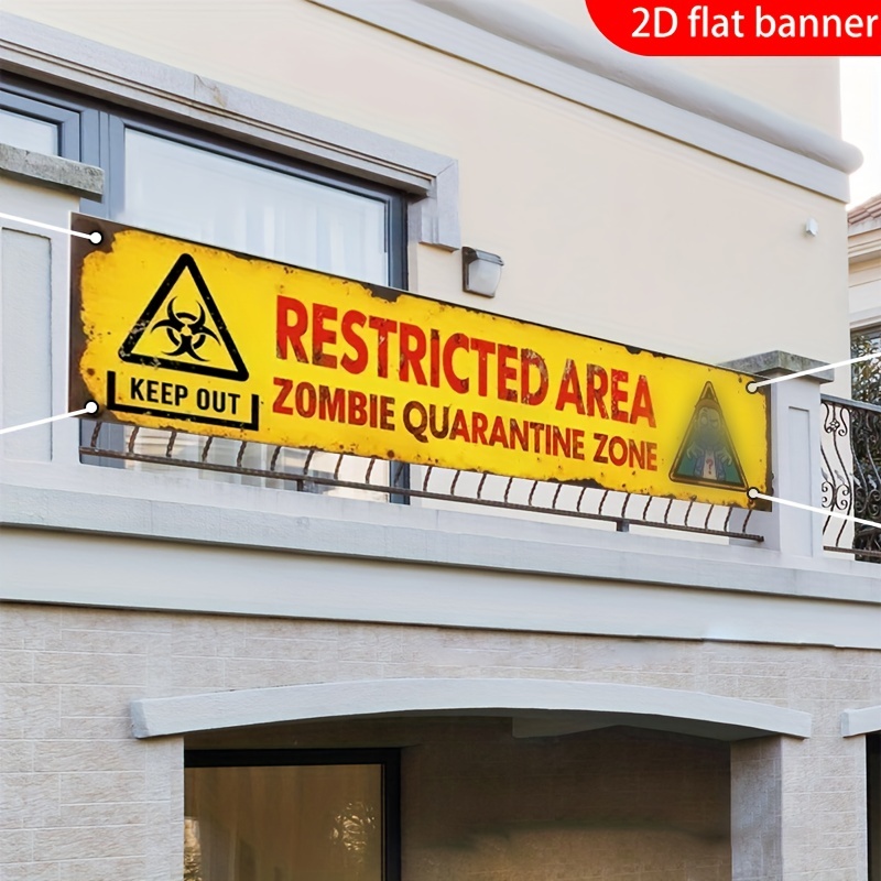 Home Decor Nearby - Halloween Zombie Quarantänezone Banner Warnschild Hintergrund