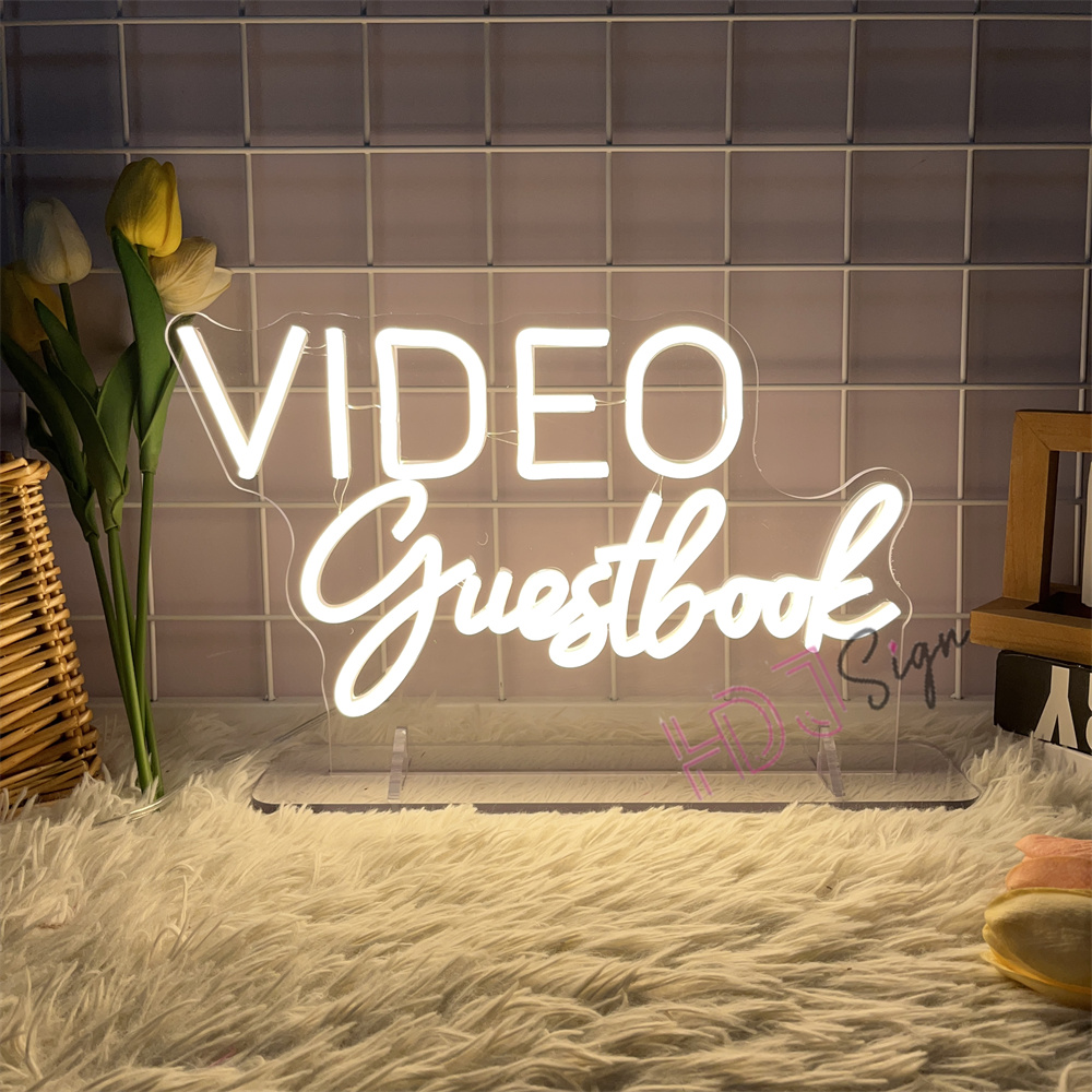 Home Decor Nearby - VIDEO Gästebuch Audio Neon Schild Hochzeit