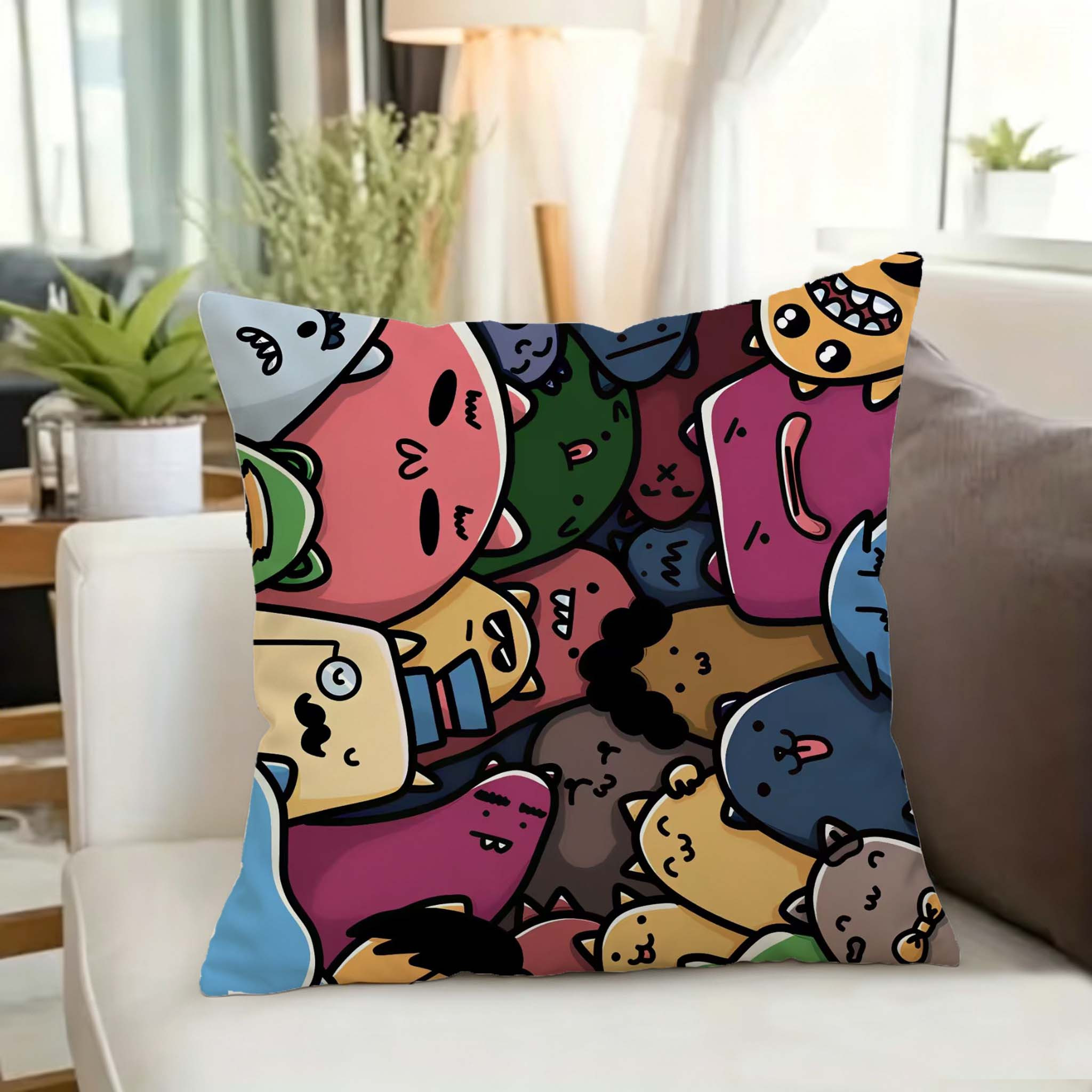 Bunter Cartoon-Gesichter-Kisse – Home Decor Emoji Bewertung und Preis