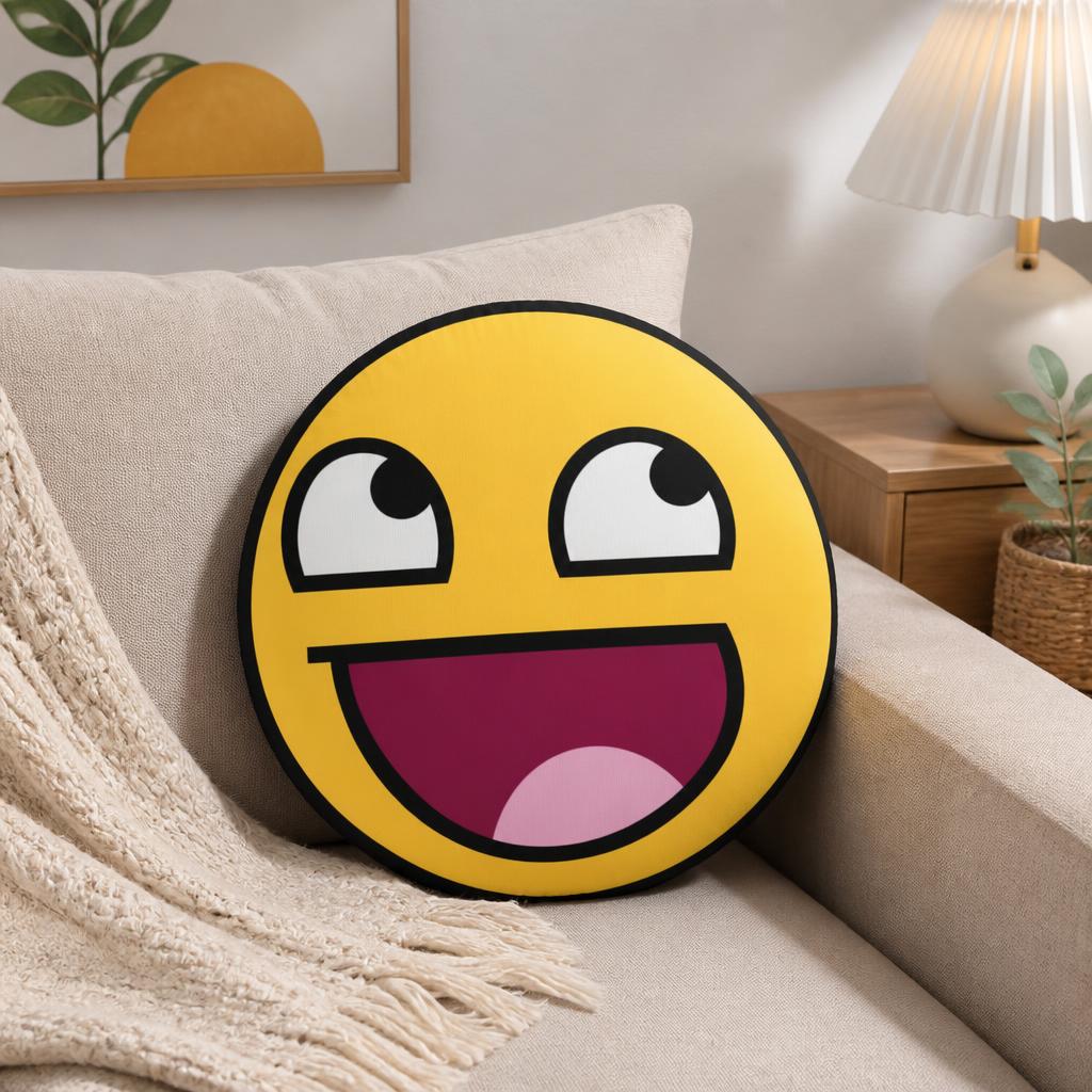 Gelbes, glückliches Emoji-förm – Home Decor Emoji Bewertung und Preis