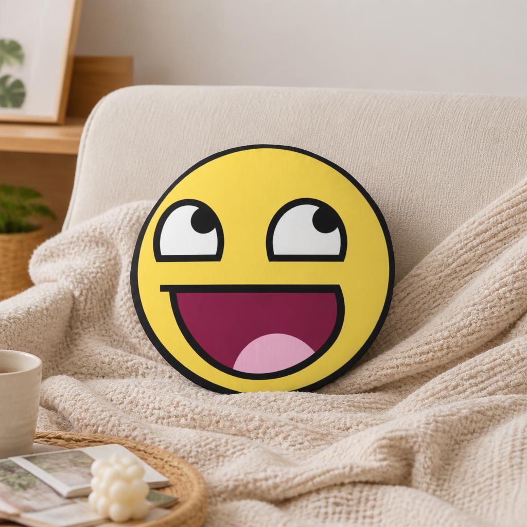 Gelbes, glückliches Emoji-förm – Home Decor Emoji Bewertung und Preis