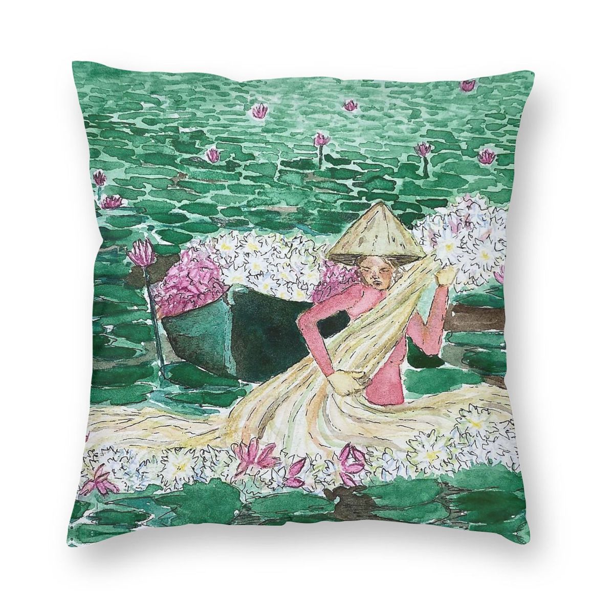 Lady Harvesting Water Lillies  – Home Decor Vietnam Bewertung und Preis