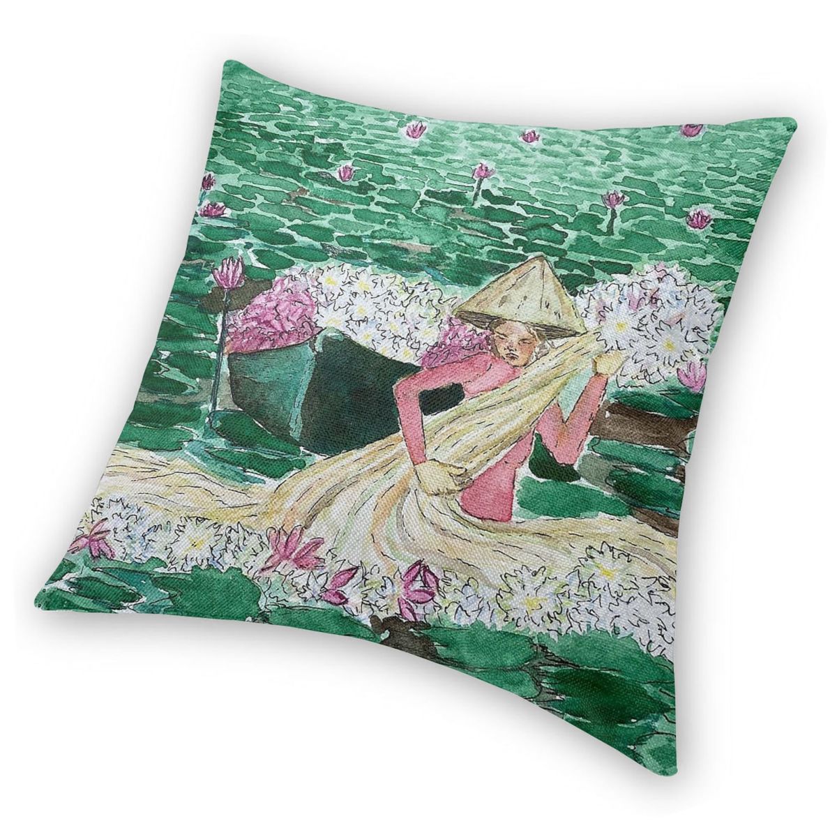Lady Harvesting Water Lillies  – Home Decor Vietnam Bewertung und Preis