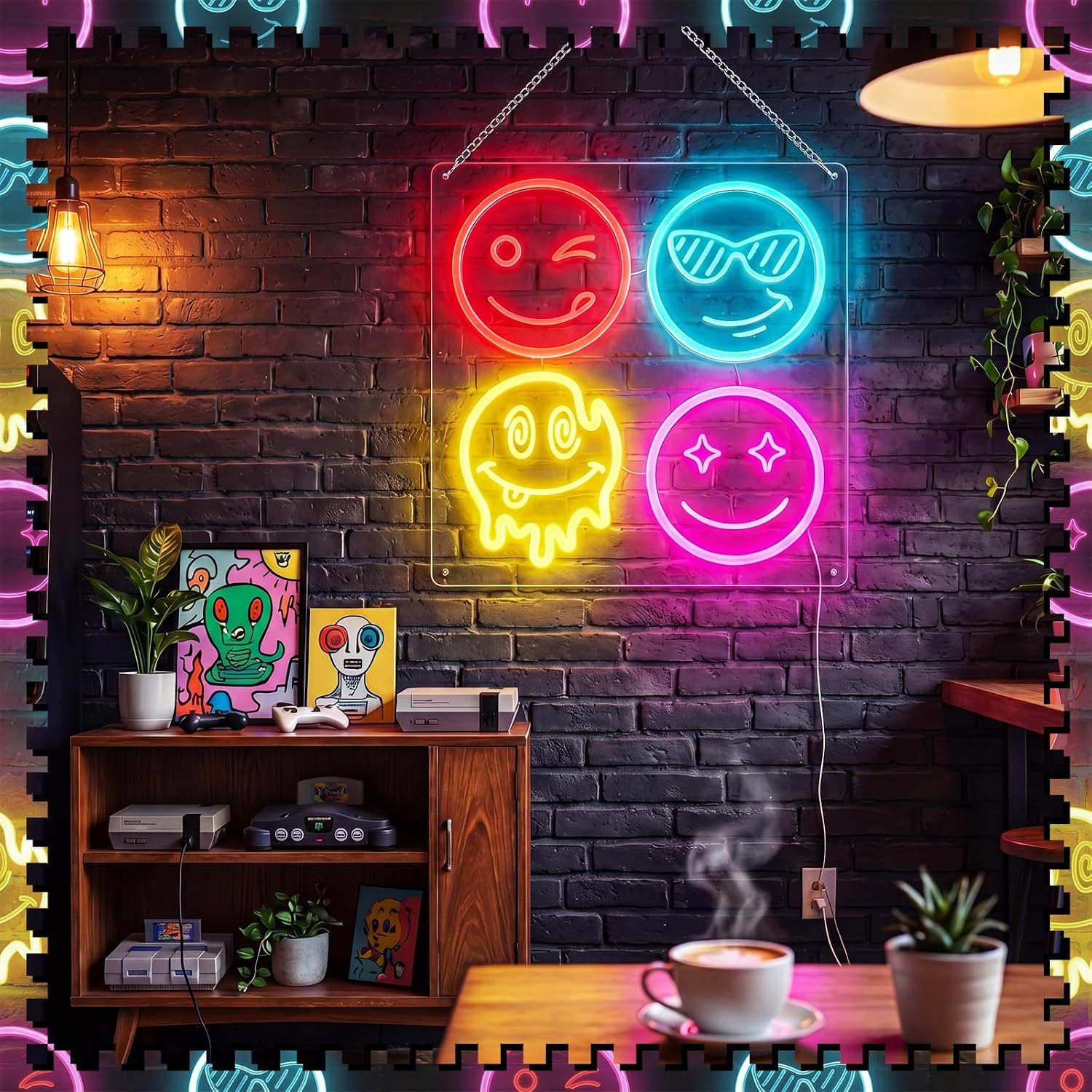 Niedliches Smiley-Gesicht LED- – Home Decor Emoji Bewertung und Preis