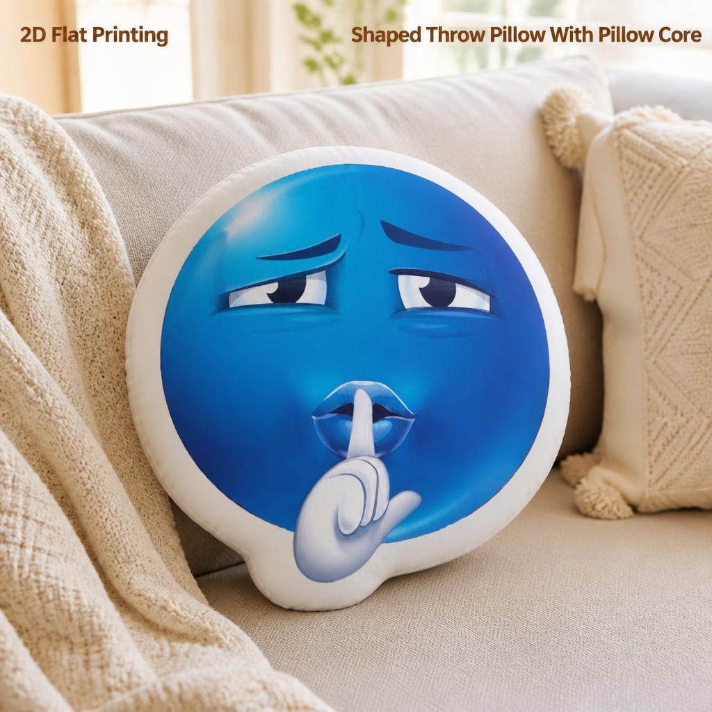 Blaues „Shushing“-Emoji, runde – Home Decor Emoji Bewertung und Preis