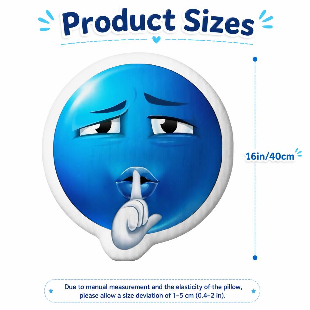 Blaues „Shushing“-Emoji, runde – Home Decor Emoji Bewertung und Preis